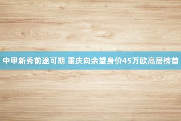 中甲新秀前途可期 重庆向余望身价45万欧高居榜首